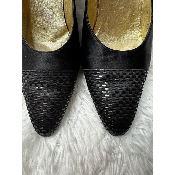St. John Made In Italy 3" Heels‎ Pointed Toes Gold Insoles Leather Sparkle Sz 7 - Picture 3 of 11